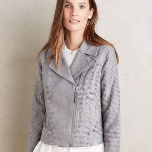 Anthropologie Vegan Suede Gray Perforated Jacket S